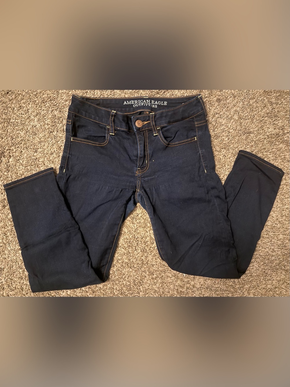 American Eagle Outfitters Dark Navy Jegging Crop Super Super Stretch Jeans